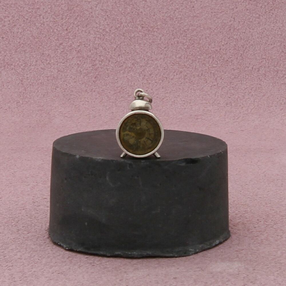 sterling silver vintage 3d alarm clock charm pendant